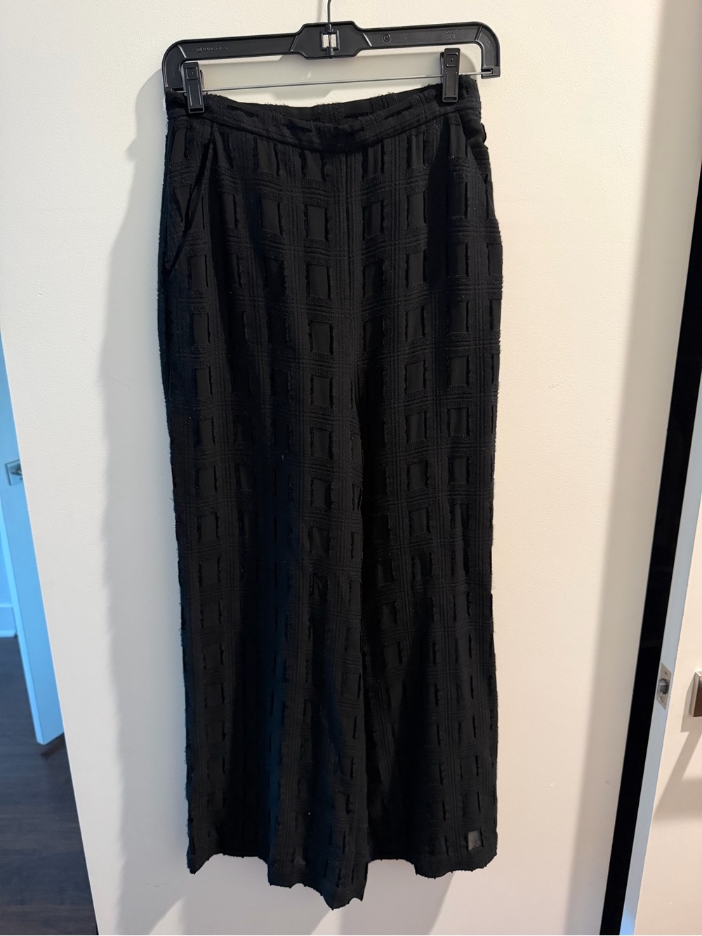 Rachel Comey Black Wide-Leg Textured Grid Pants